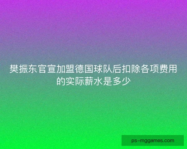 樊振东官宣加盟德国球队后扣除各项费用的实际薪水是多少 樊振东官宣加盟德国球队后扣除各项费用的实际薪水是多少